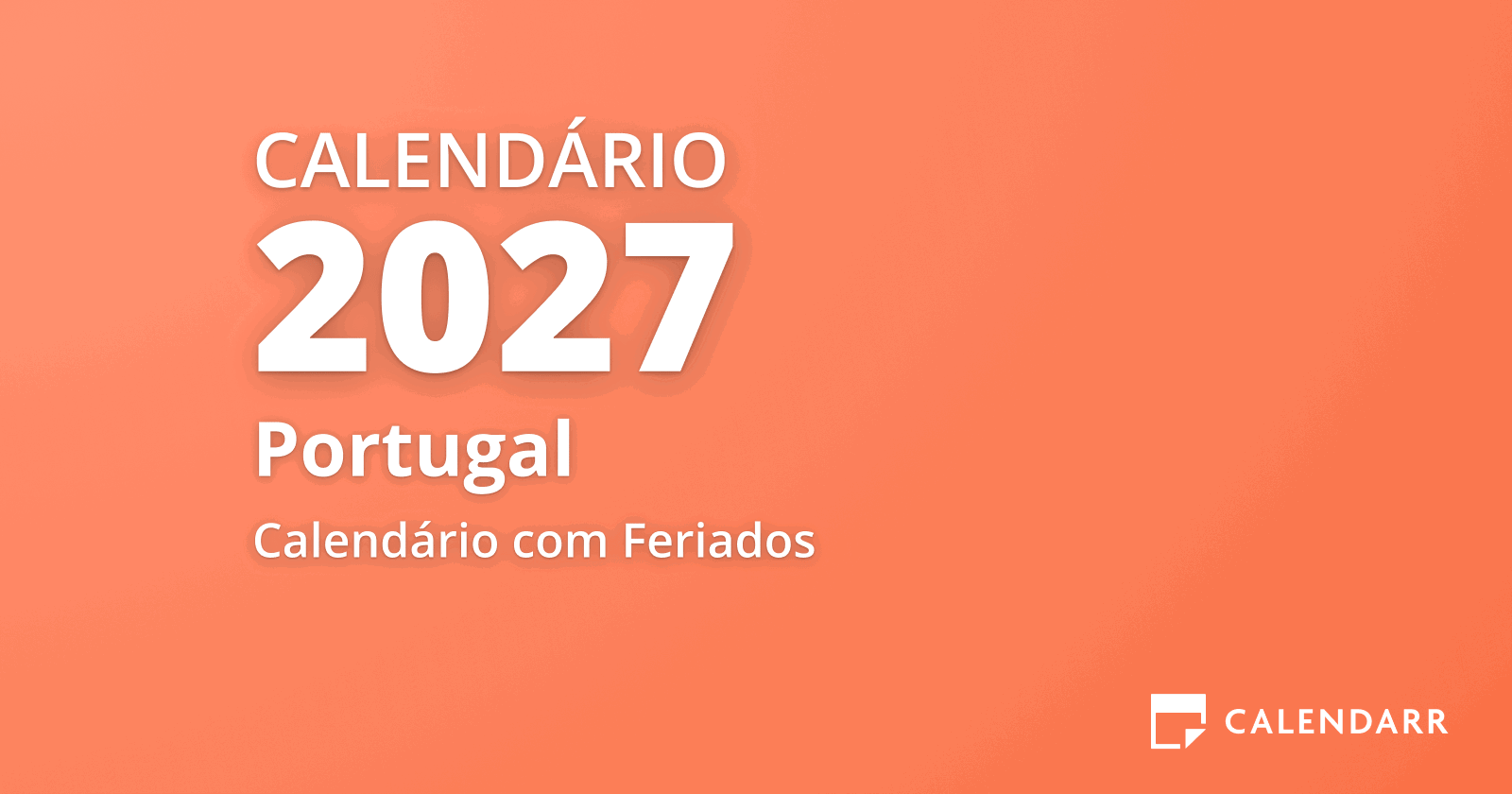 Calendário 2027 para Imprimir - Calendarr