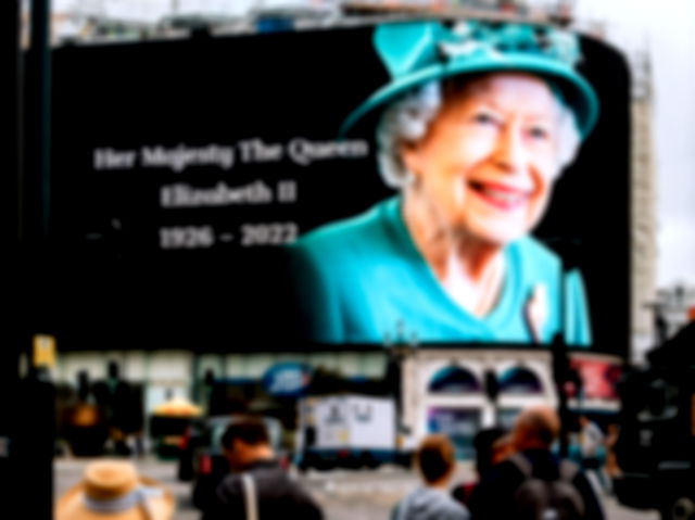 A banner of Queen Elizabeth II