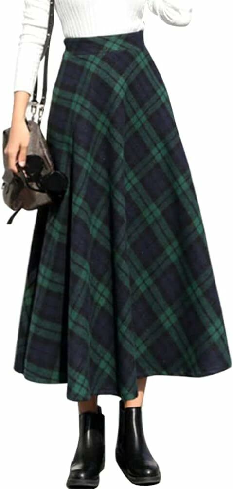 Plaid Wool Skirt