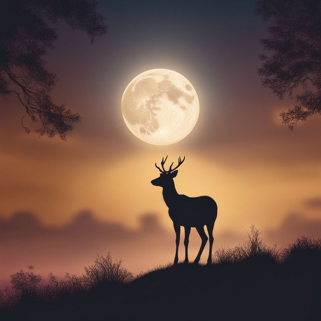 A deer on Buck Moon or July Full Moon