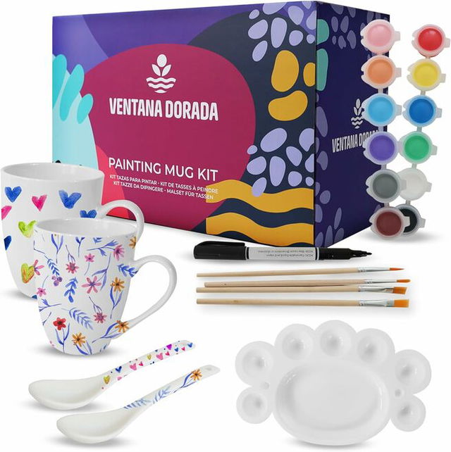 Kit Tazas Para Pintar Y Hornear