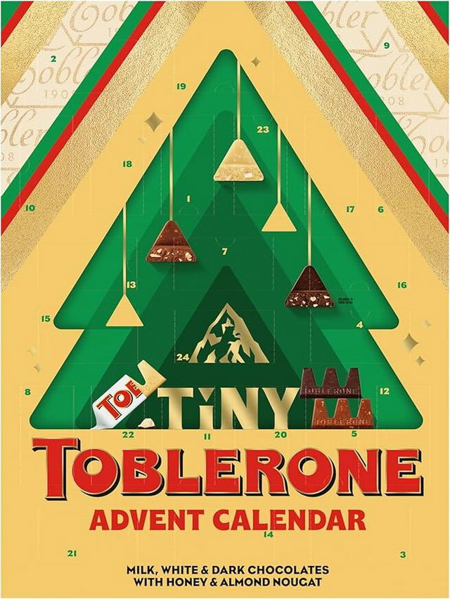 TOBLERONE Tiny Assorted Chocolate Bars, Holiday Advent Calendar, 24 Days