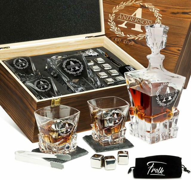 Personalized Whiskey Decanter and Stones Set