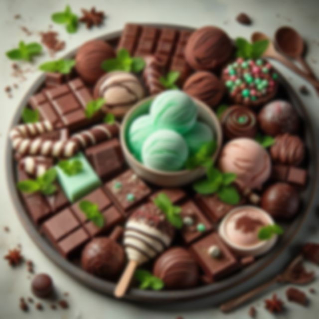 an assortment of mint choco desserts