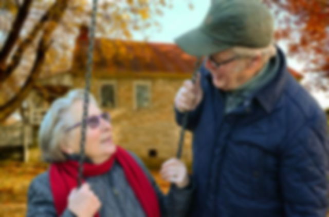 An old couple in a park