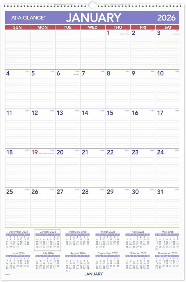AT-A-GLANCE 2026 Wall Calendar