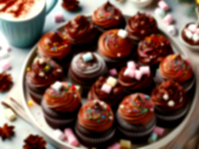 AI generated image of a tray of national chocolate cupcake