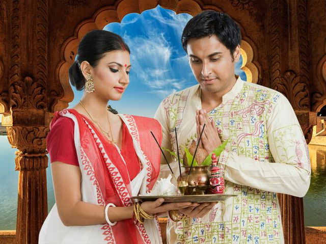 Bengal Couple praying on Poila Baisakh