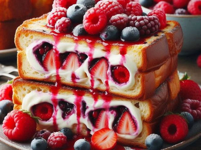 berry stuffed french toast oozing with cream cheese