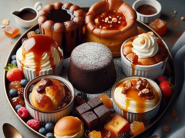 a platter full of british puddings