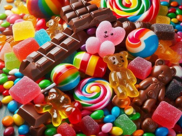 colorful candies scattered