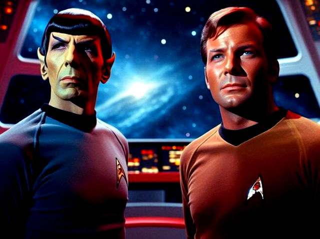 AI generated image of Captain Spock and Captain Kirk