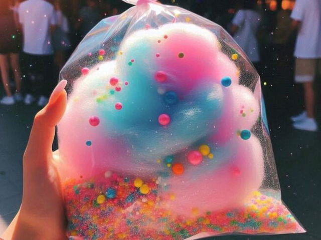 cotton candy in a pouch