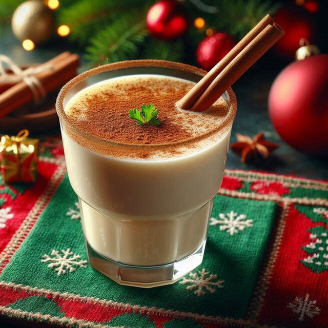 a glass of eggnog