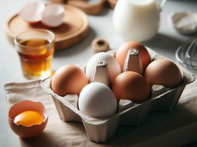 brown and white eggs