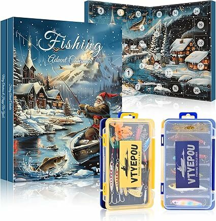Fishing Advent Calendar 2025 for Men - Fishing Lures Kit with Tackle Box Advent Calendar