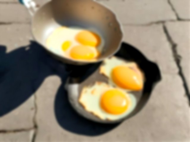 fring eggs on the sidewalk