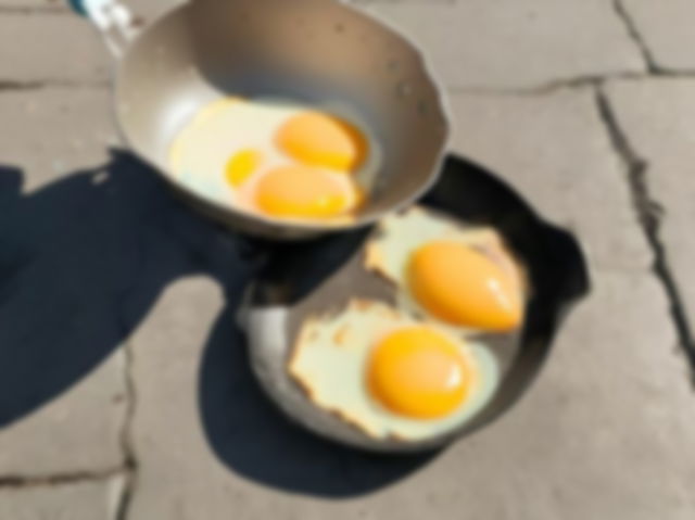 fring eggs on the sidewalk