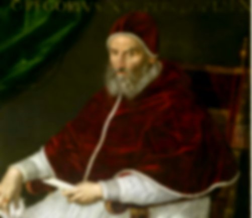 A painting Pope Gregory sat with a letter in his hand. His name in Latin written behind him