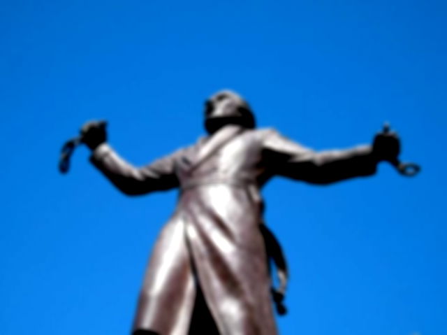 Close-up of the Statue of Miguel Hidalgo y Costilla located at the square, Plaza de la LIberación in the downtown of Guadalajara