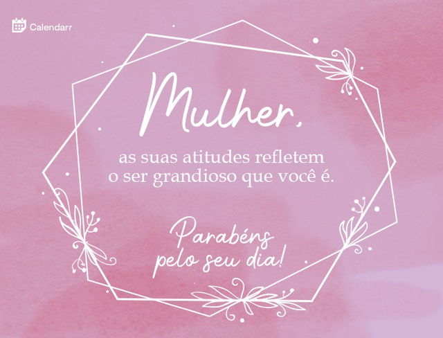 Imagem com frase de parabéns para dia da mulher