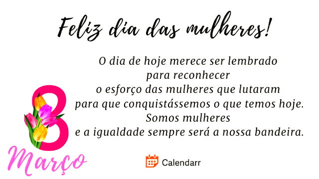 Feliz dia da Mulher para todas as damas do mundo ❤️ É feriado