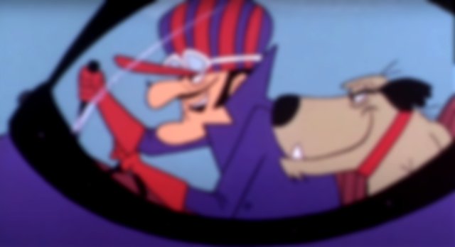 Muttley and Dastardly driving in their Mean Machine