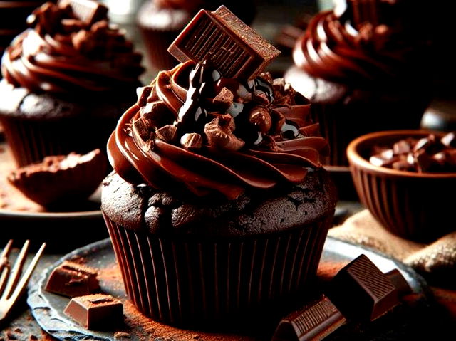 AI generated image of chocolate cupcake