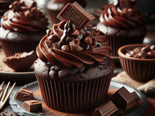 AI generated image of chocolate cupcake