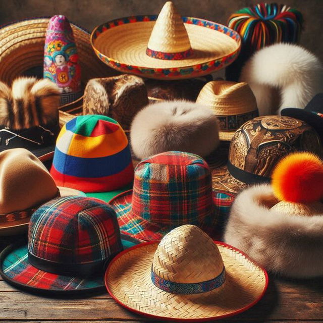 images of hats scattered