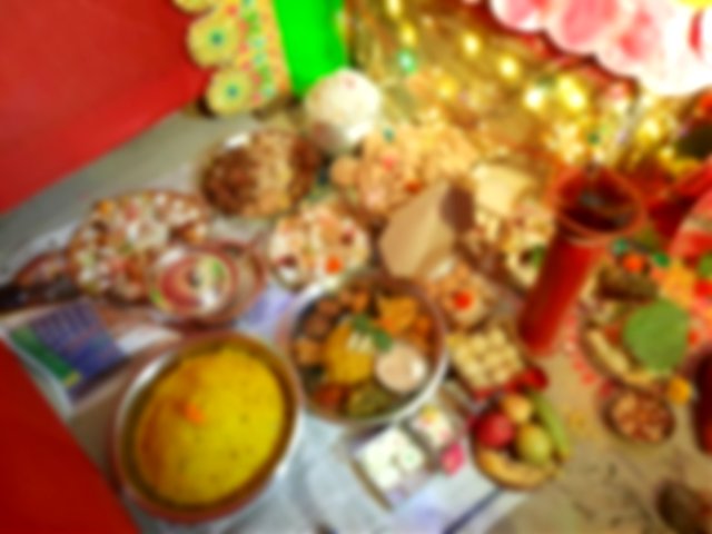 Puja Offerings of A Home Where Kali Puja is held annually