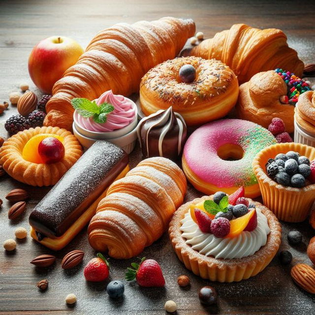 an assortment of different pastries