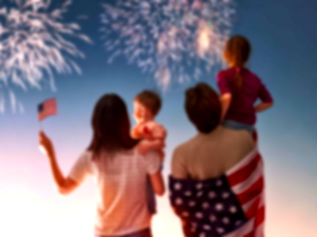 An American family enjoying fireworks
