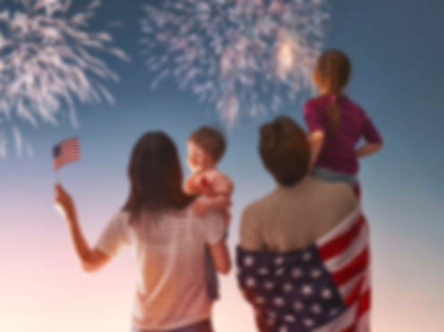 An American family enjoying fireworks