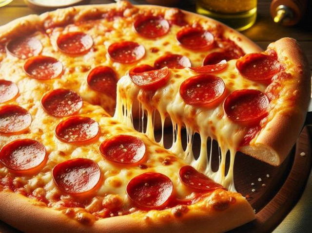 AI generated image of a pepperoni pizza
