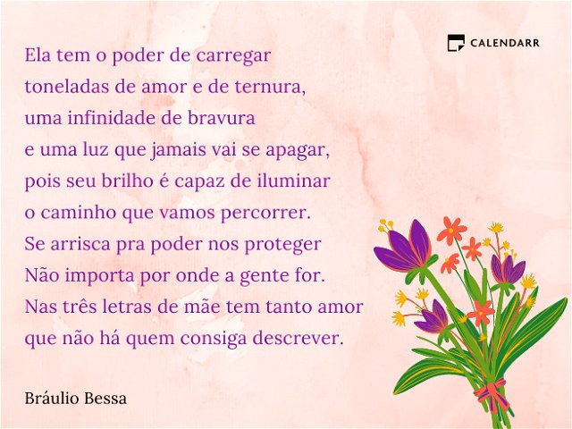 Imagem com trecho de poema para mãe de Bráulio Bessa