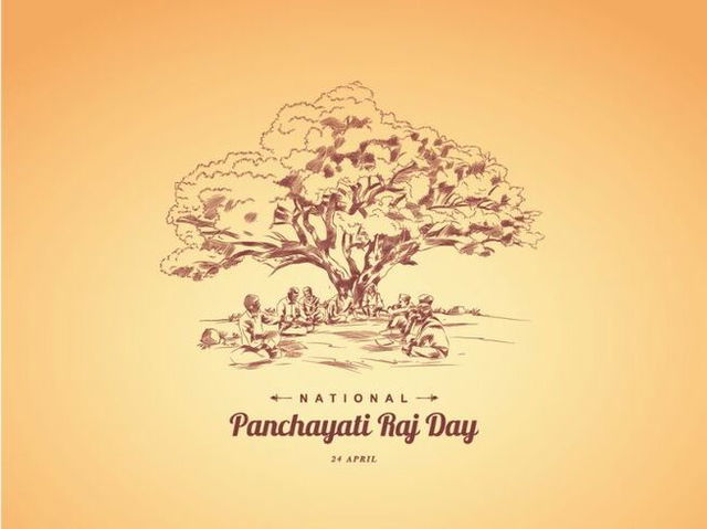 National Panchayati Raj day Greetings Design with Illustration.