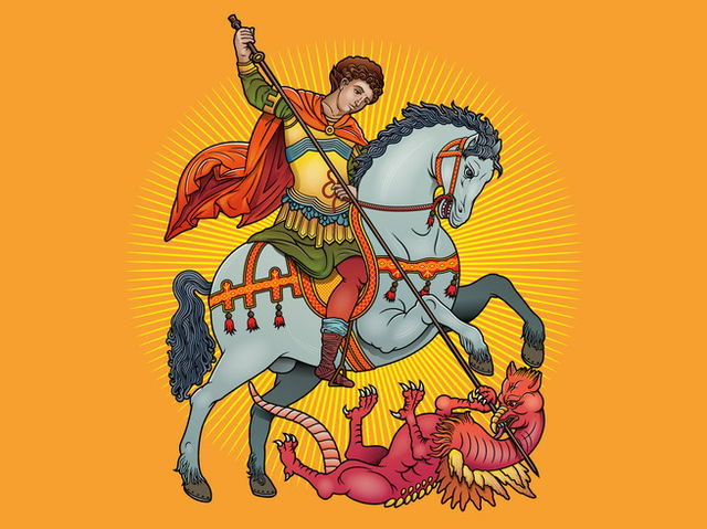 Saint George on horse slaying a dragon