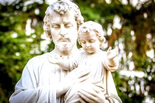 A Sculpture Of Saint Joseph and Baby Jesus