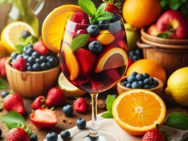 a glass of sangria