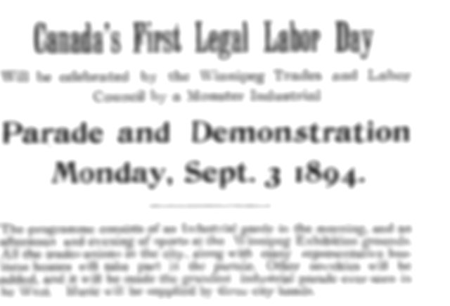 Newspaper advert for the first legal Labour Day