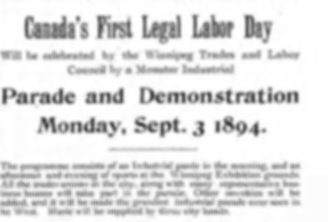 Newspaper advert for the first legal Labour Day