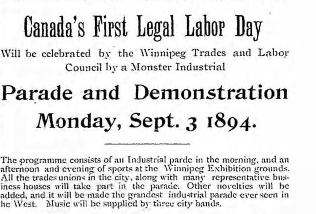 Newspaper advert for the first legal Labour Day