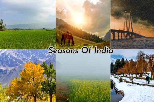A Collage Depicting The Six Seasons Of India
