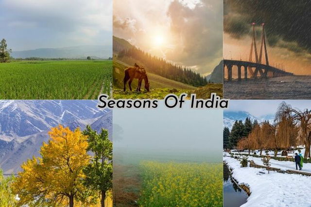 A Collage Depicting The Six Seasons Of India