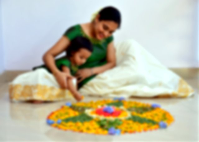 Pookalam is a rangoli made with flowers on Onam