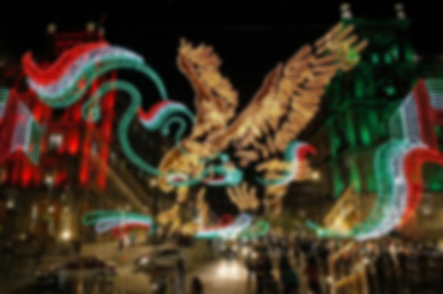 decorations of lights to commemorate September 15, the day that commemorates the beginning of the Independence of Mexico in 2019