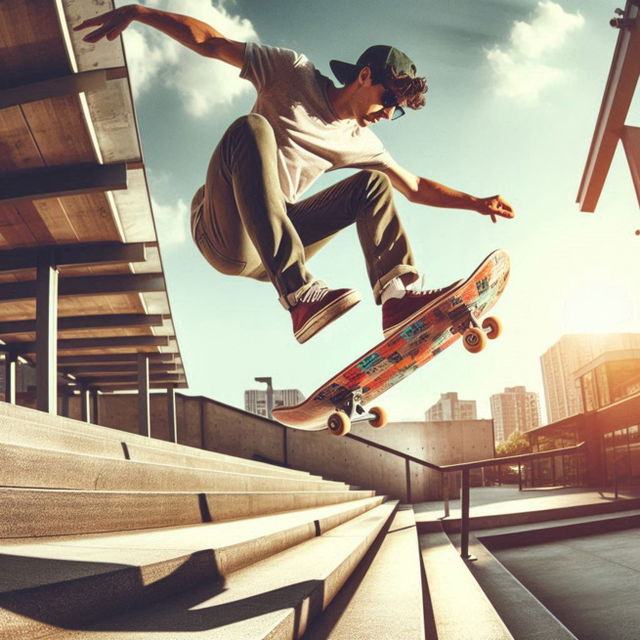 A man skateboarding