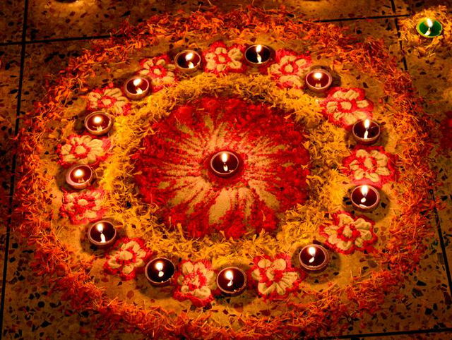 diyas and rangoli