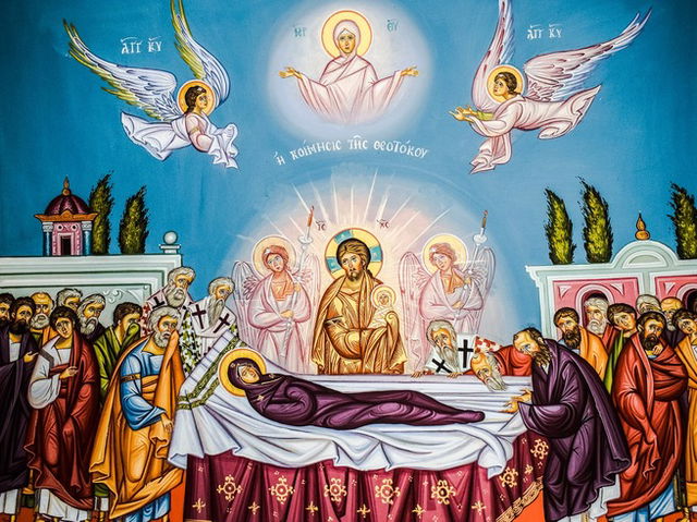 Iconography symbolising the assumption of Mother Mary